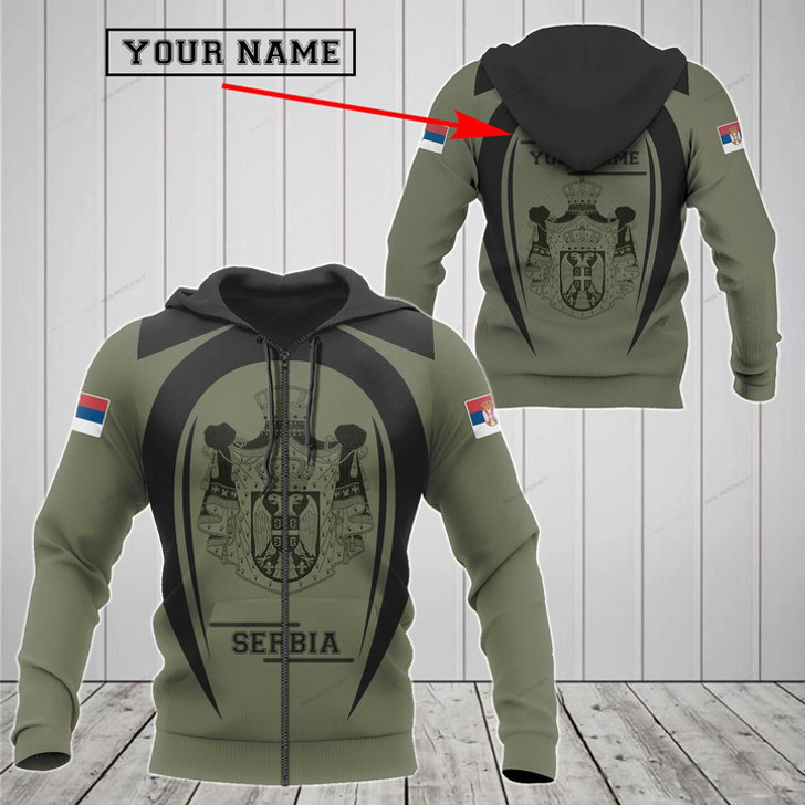 FUNSTUFFPRINT Customize Serbia Black Coat Of Arms 3D Hoodie and Zip Hoodie