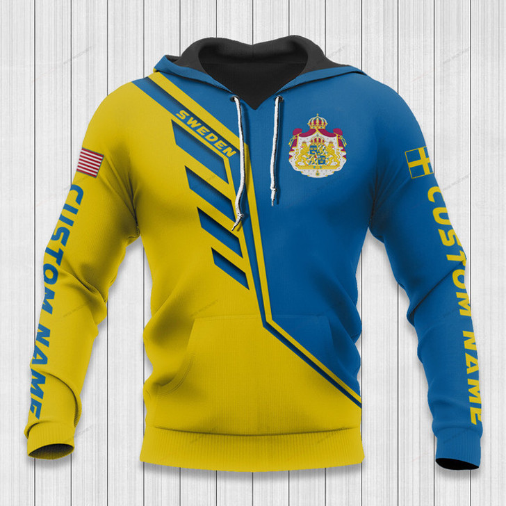 FUNSTUFFPRINT Custom Name Sweden Hoodie Sweden Flag Wing    3D Hoodie and Zip Hoodie