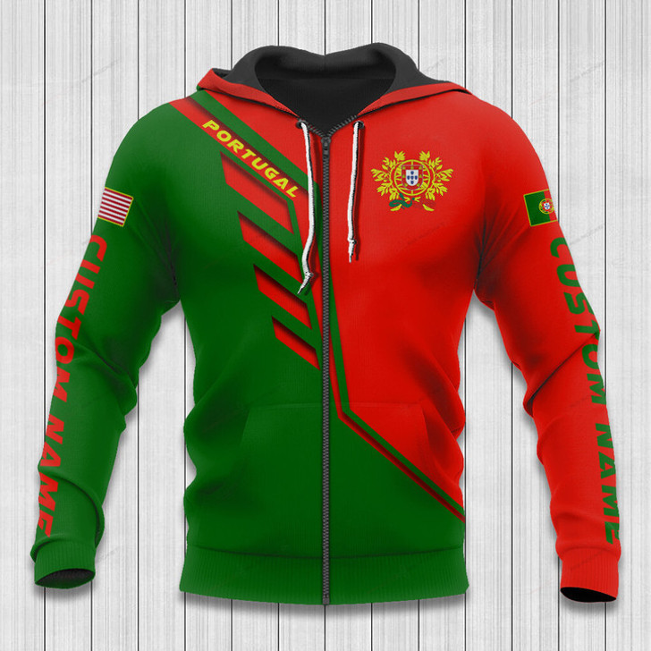 FUNSTUFFPRINT Custom Name Portugal Hoodie Portugal Flag Wing   3D Hoodie and Zip Hoodie