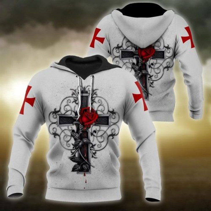 FUNSTUFFPRINT Christian 3D Hoodie Crosses And Roses   3D Hoodie and Zip Hoodie