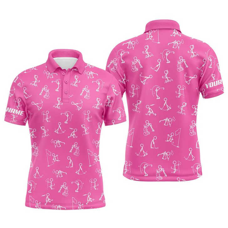 Custom Golf Men Polo Shirt - Funny Golf Pattern Custom Name Multicolor Apparel - Personalized Gift For Golf Lover, Team, Husband, Boyfriend, Dad