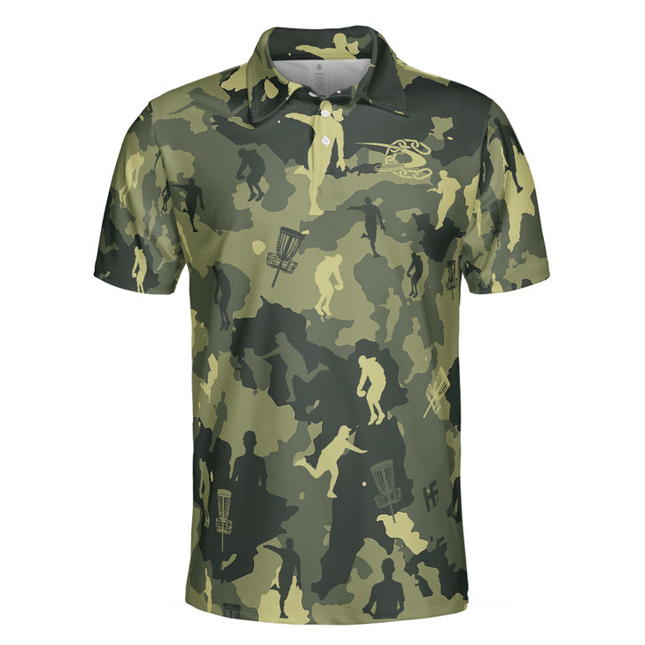 Camouflage Texture Disc Golf Polo Shirt, Short Sleeve Men Polo Shirt, Best Gift For Men Golfers, Polo Gift For Men