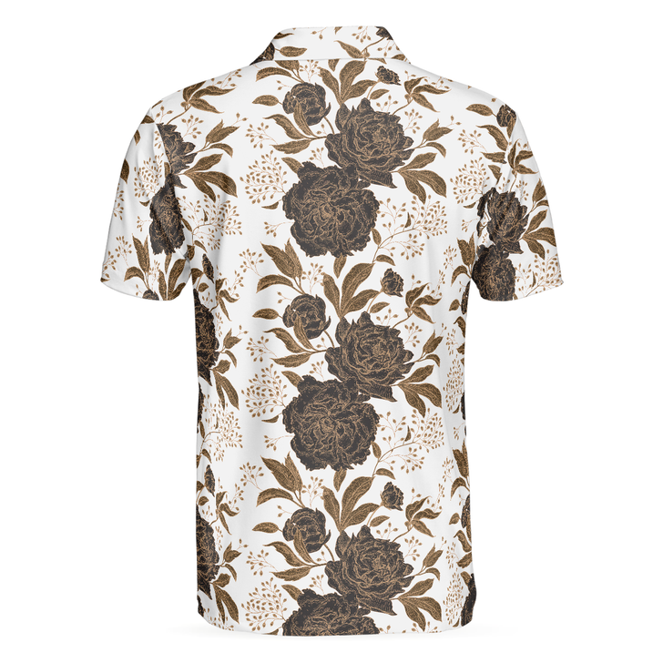 Vintage Peonies And Roses Seamless Pattern Polo Shirt, Vintage Rose Shirt Design For Adults, Best Roses Pattern Shirt - Perfect Gift For Men