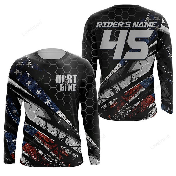 FUNSTUFFPRINT Custom American Motocross jersey, UPF30+ dirt bike riding shirt off-road motorcycle 3D LONG SLEEVE SHIRT