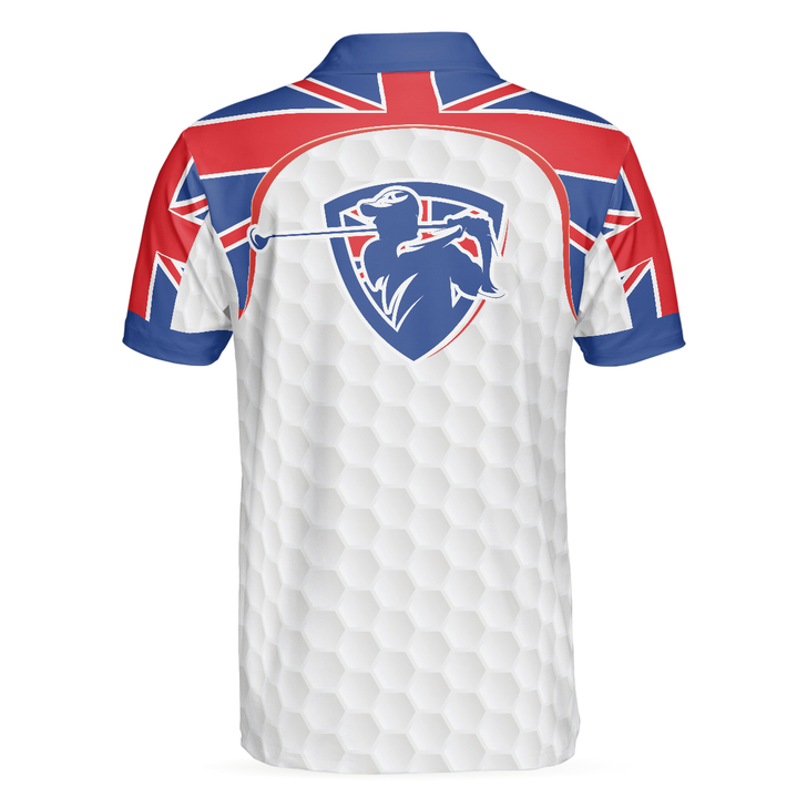 United Kingdom Flag Golf Texture Blue Golfer Polo Shirt, Great Britain Jack Polo Shirt, UK Golf Shirt - Perfect Gift For Men