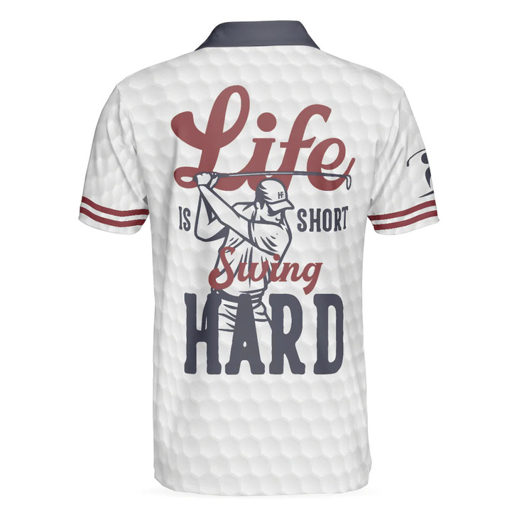 Life Is Short Swing Hard Golf Polo Shirt, Grey Argyle Polo Shirt For Golfers, Basic Golf Shirt Design, Best Gift For Men