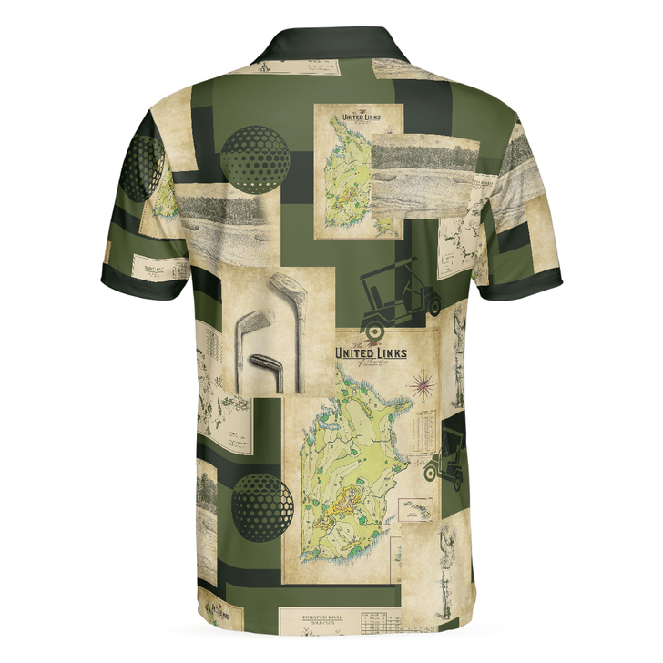 Vintage Golf Art All Over Print Polo Shirt, Vintage Golf Map And Sketch Polo Shirt, Best Golf Shirt - Perfect Gift For Men