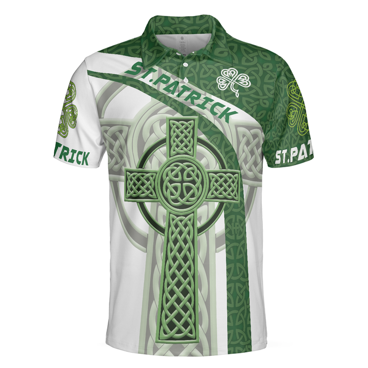 St Patrick Day With Celtic Cross Polo Shirt, Green Saint Patricks Day Shirt, St Patrick Themed Shirt For Irish - Perfect Gift For Men