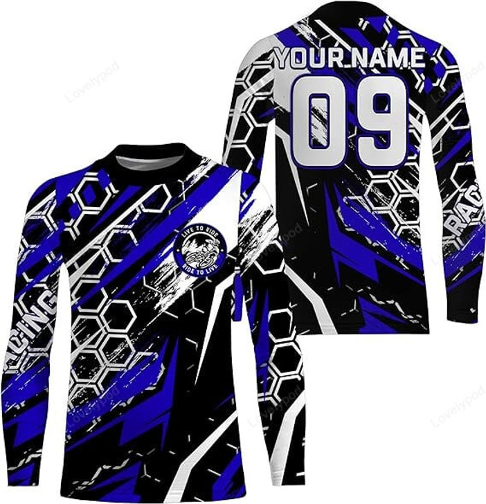 FUNSTUFFPRINT Custom Motocross Racing Jersey Adult&Kid Dirt Bike Live to Ride Off-Road UPF30+ MX Shirt 3D LONG SLEEVE SHIRT