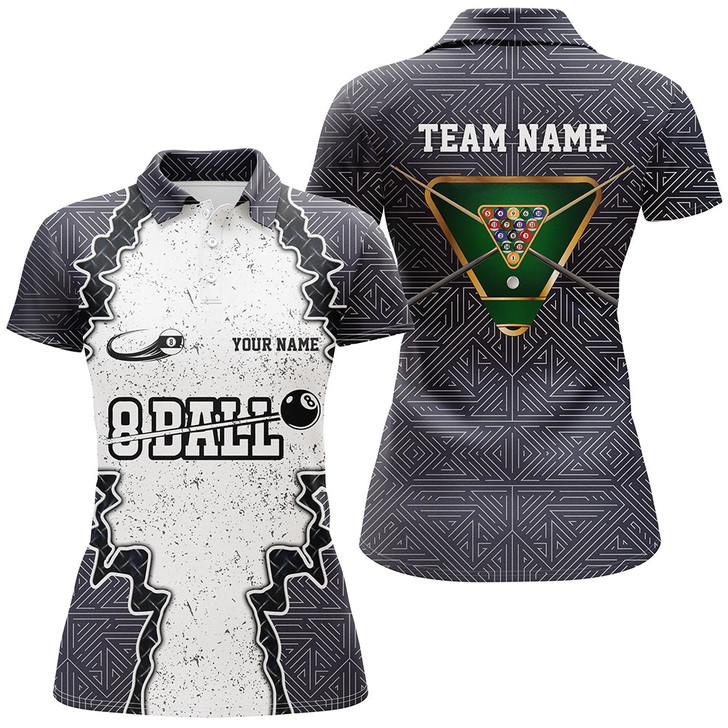 Custom Personalized Armor 8 Ball Pool Billiard Women Polo Shirts Custom Name Funny 8 Ball Pool Team Shirts