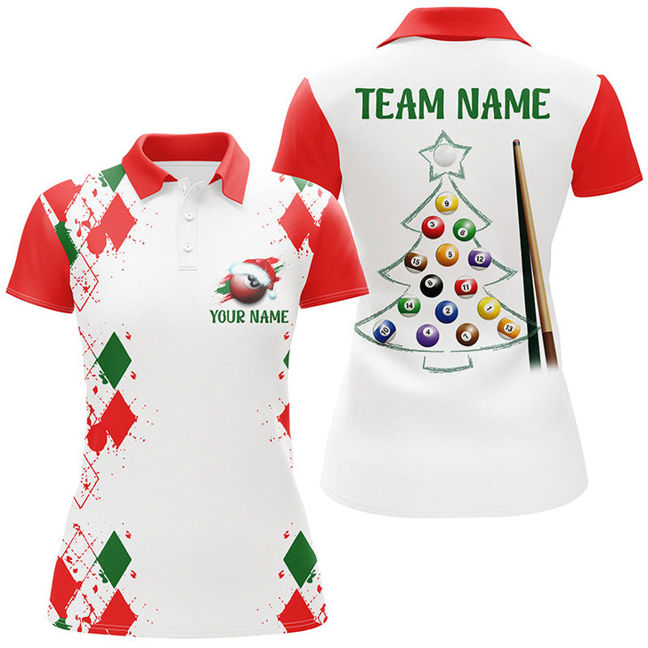 Custom Funny Christmas Billiard Custom Name Women Polo Shirts Best Christmas Shirts For Billiard Player