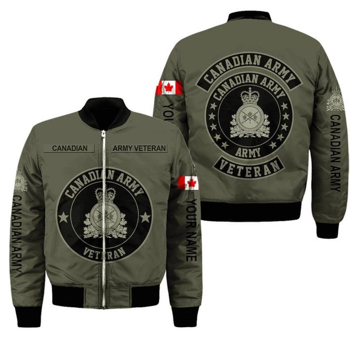 FUNSTUFFPRINT Personalized Name Canadian Army Boomber Jacket 3D Bomber Jacket S3BJ-10006
