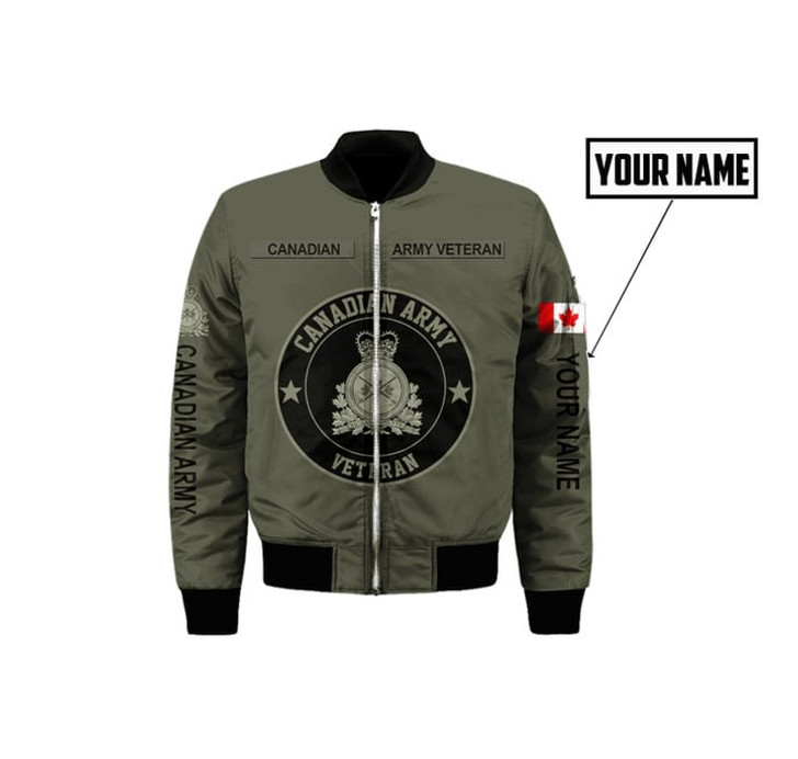 FUNSTUFFPRINT Personalized Name Canadian Army Boomber Jacket 3D Bomber Jacket S3BJ-10006