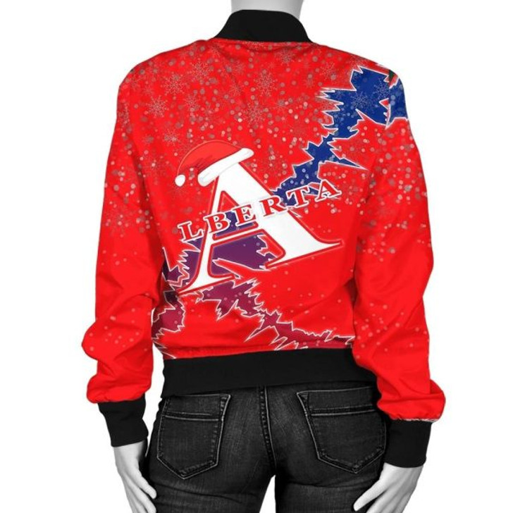 FUNSTUFFPRINT Alberta Christmas Coat Of Arms Women Bomber Jacket X Style J78 Bomber Jacket 3D Bomber Jacket