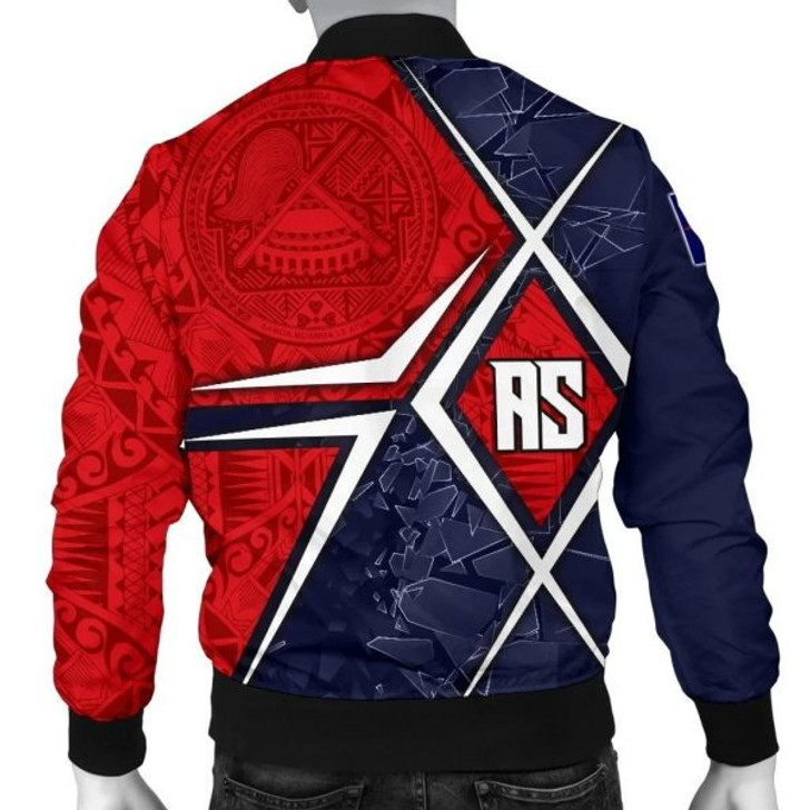 FUNSTUFFPRINT American Samoa Men’s Bomber Jacket – AS Flag with Polynesian Patterns – BN15 3D Bomber Jacket