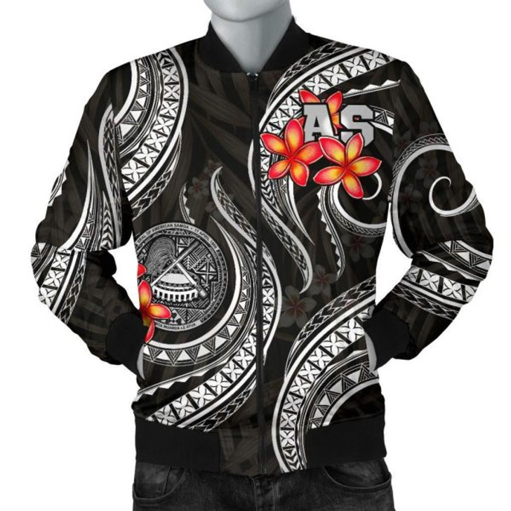 FUNSTUFFPRINT American Samoa Polynesian Men Bomber Jacker – Black Plumeria – BN11 Bomber Jacket 3D Bomber Jacket