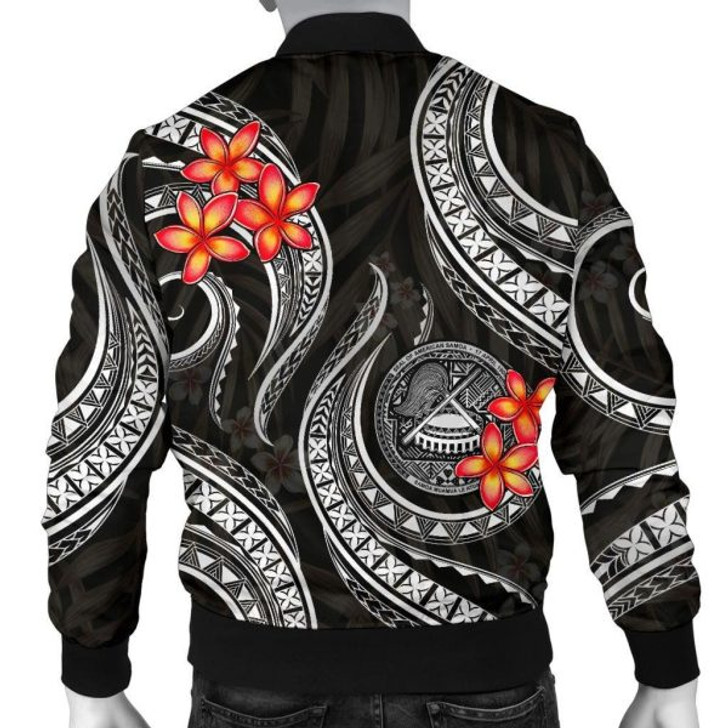 FUNSTUFFPRINT American Samoa Polynesian Men Bomber Jacker – Black Plumeria – BN11 Bomber Jacket 3D Bomber Jacket