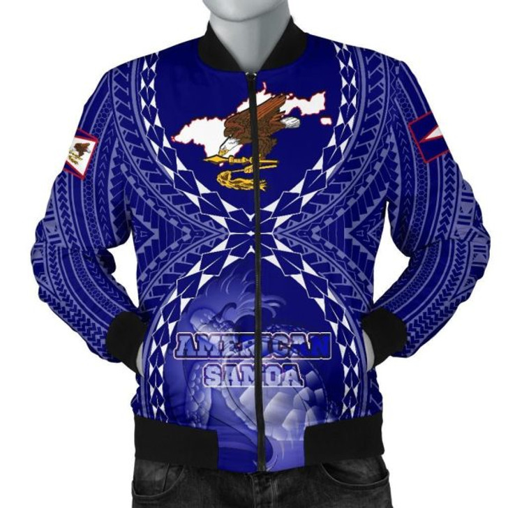 FUNSTUFFPRINT American Samoa Polynesian Men’s Bomber Jacket – American Samoa Flag with Polynesian Tattoo – BN18 Bomber Jacket 3D Bomber Jacket
