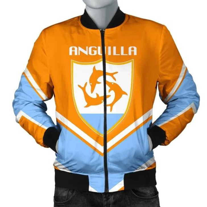 FUNSTUFFPRINT Anguilla Coat Of Arms Men Bomber Jacket Lucian Style J5W Bomber Jacket 3D Bomber Jacket