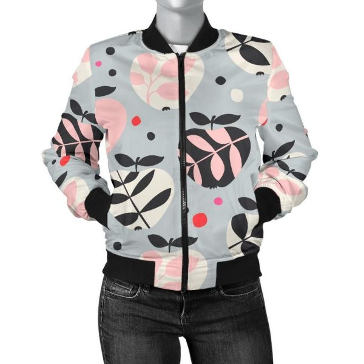 FUNSTUFFPRINT Apple Print Pattern Women Casual Bomber Jacket 3D Bomber Jacket