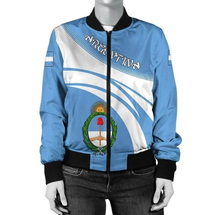 FUNSTUFFPRINT Argentina Coat Of Arms Women Bomber Jacket Cricket Bomber Jacket 3D Bomber Jacket