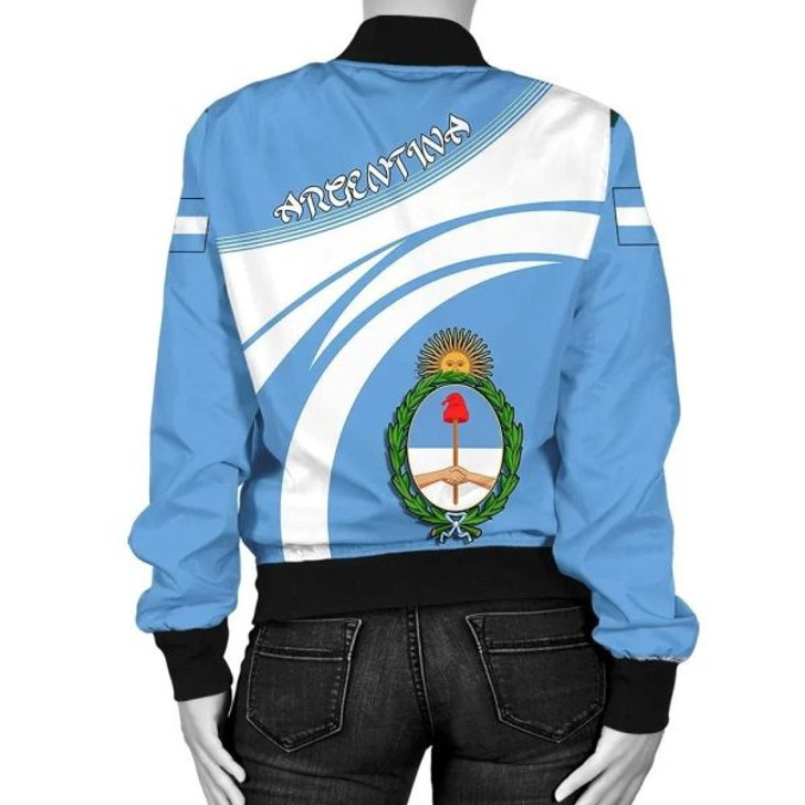 FUNSTUFFPRINT Argentina Coat Of Arms Women Bomber Jacket Cricket Bomber Jacket 3D Bomber Jacket