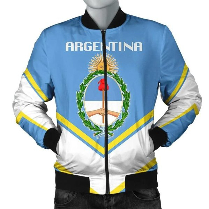 FUNSTUFFPRINT Argentina Coat Of Arms Men Bomber Jacket Lucian Style J5W Bomber Jacket 3D Bomber Jacket