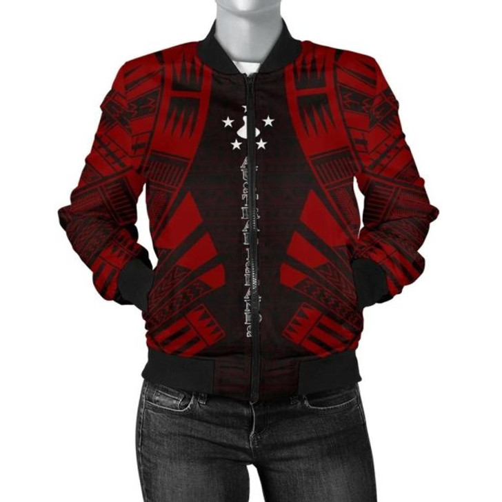 FUNSTUFFPRINT Austral Islands Women Bomber Jacket – Polynesian Tattoo Red – BN0110 Bomber Jacket 3D Bomber Jacket