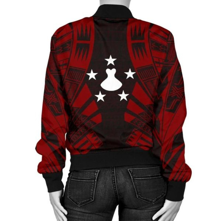 FUNSTUFFPRINT Austral Islands Women Bomber Jacket – Polynesian Tattoo Red – BN0110 Bomber Jacket 3D Bomber Jacket