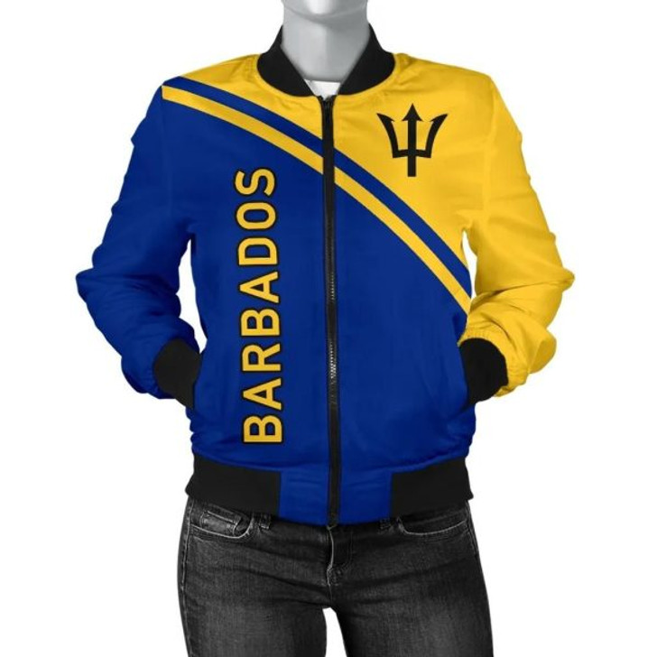 FUNSTUFFPRINT Barbados Women’s Bomber Jacket – Curve Version – BN01 Bomber Jacket 3D Bomber Jacket