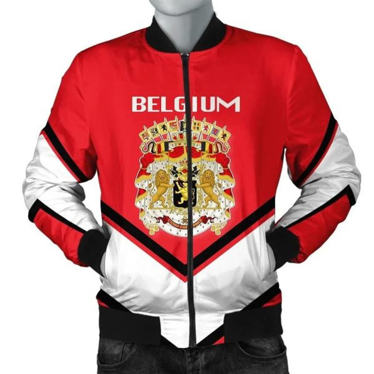 FUNSTUFFPRINT Belgium Coat Of Arms Men Bomber Jacket Lucian Style J5W Bomber Jacket 3D Bomber Jacket