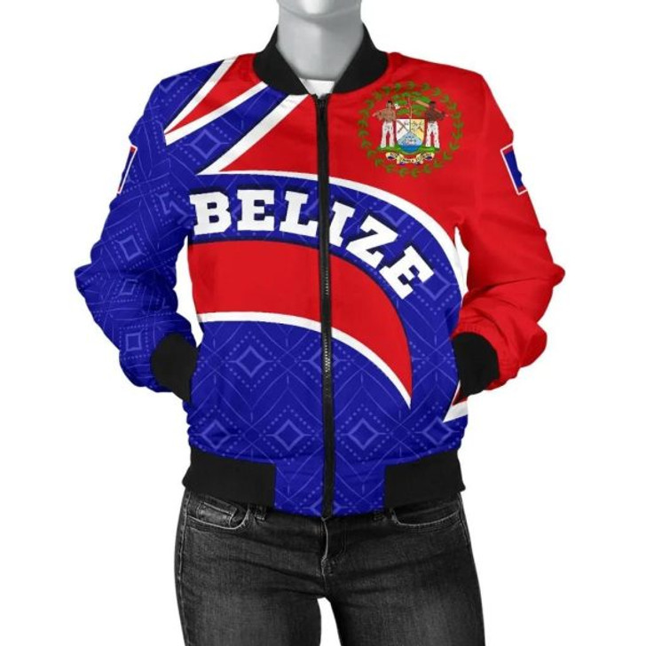 FUNSTUFFPRINT Belize Women’s Bomber Jacket – Belize Coat Of Arms – BN18 Bomber Jacket 3D Bomber Jacket