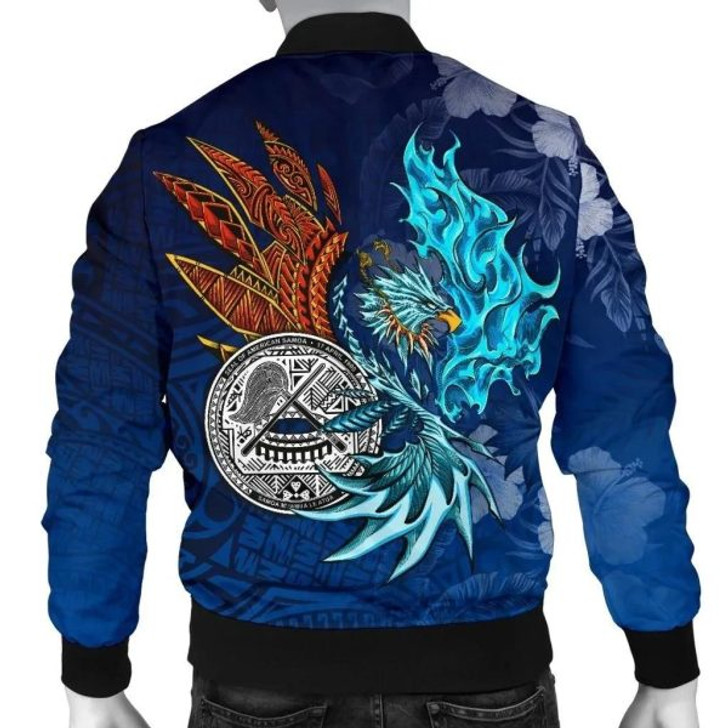 FUNSTUFFPRINT Bomber Jacket American Samoa Polynesian – Blue Polynesian Eagle – BN15 Bomber Jacket 3D Bomber Jacket