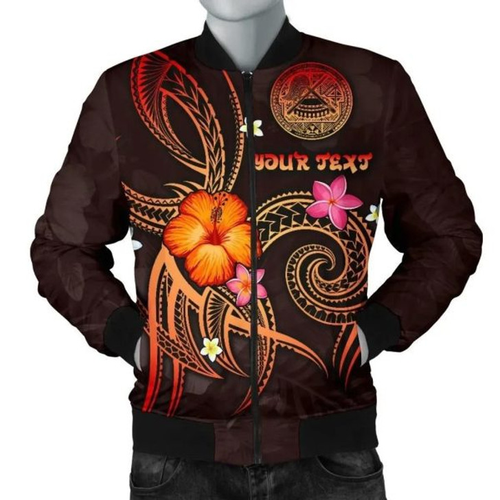 FUNSTUFFPRINT Bomber Jacket American Samoa Polynesian Personalised – Legend of American Samoa (Red) – BN15 3D Bomber Jacket