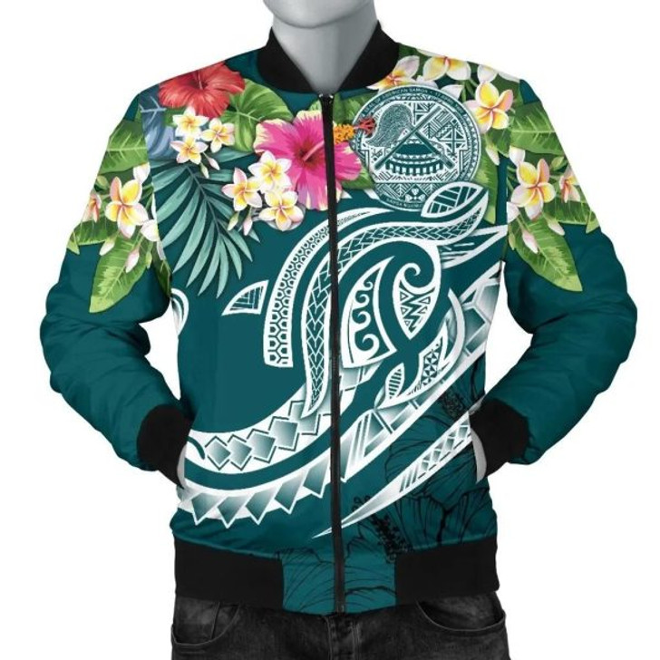 FUNSTUFFPRINT Bomber Jacket American Samoa Polynesian Summer Plumeria – BN15 Bomber Jacket 3D Bomber Jacket