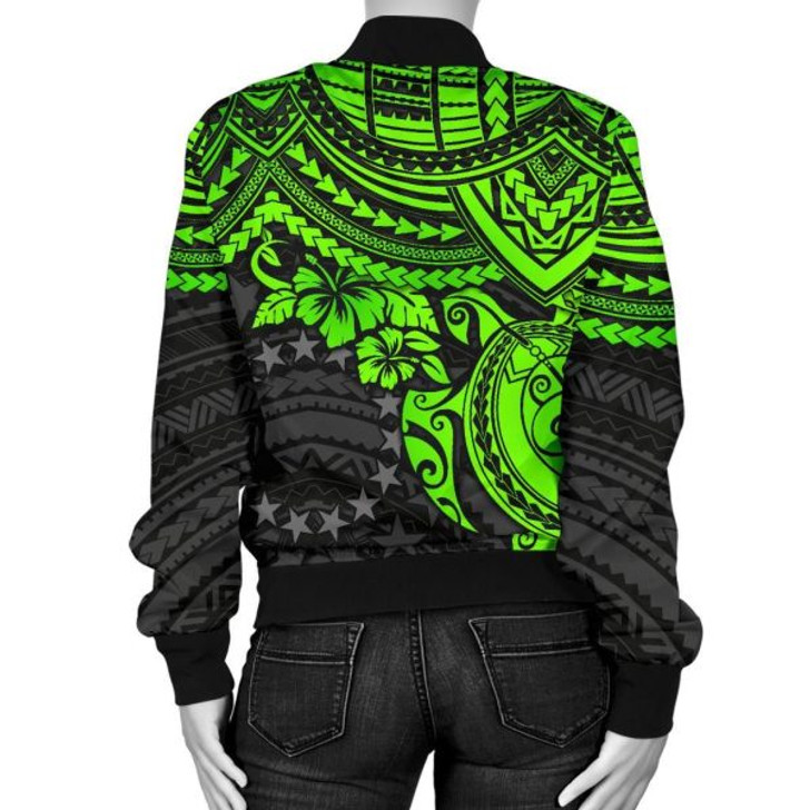 FUNSTUFFPRINT Bomber Jacket Cook Islands Polynesian – Green Turtle – BN15 Bomber Jacket 3D Bomber Jacket
