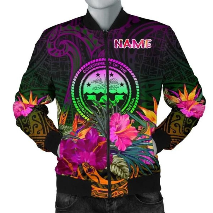 FUNSTUFFPRINT Bomber Jacket Federated States of Micronesia Personalised – Summer Hibiscus 3D Bomber Jacket
