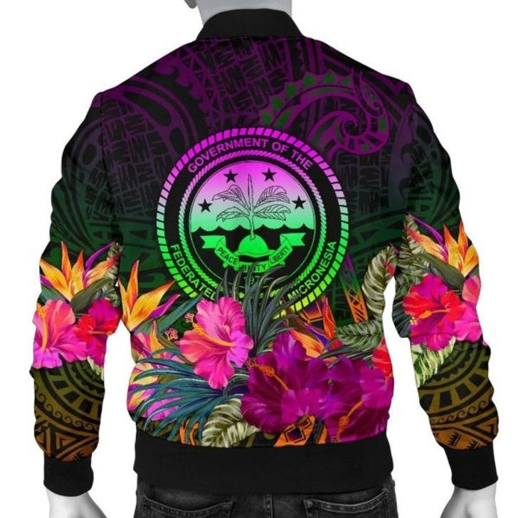 FUNSTUFFPRINT Bomber Jacket Federated States of Micronesia Personalised – Summer Hibiscus 3D Bomber Jacket