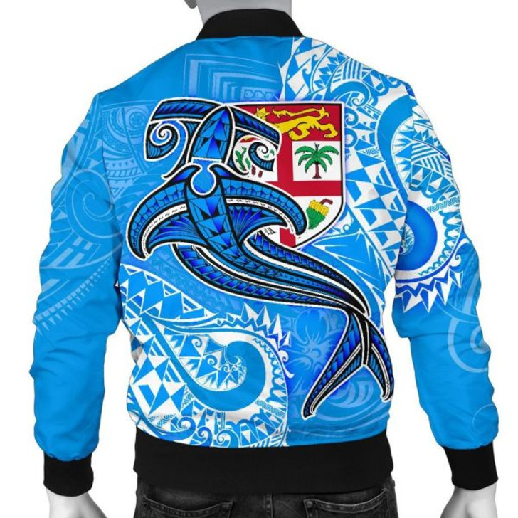 FUNSTUFFPRINT Bomber Jacket Fiji – Blue Shark Polynesian Tattoo 3D Bomber Jacket