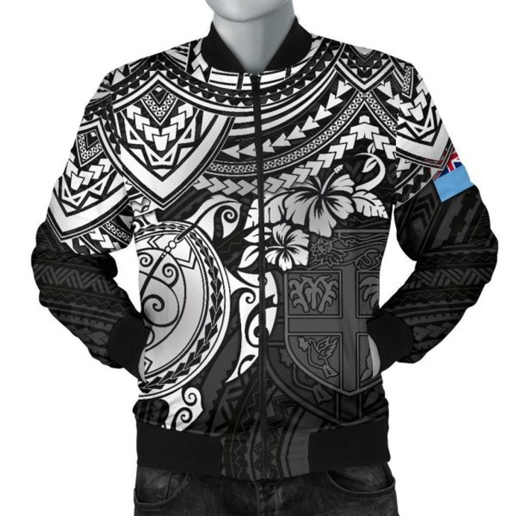 FUNSTUFFPRINT Bomber Jacket Fiji Polynesian – White Turtle 3D Bomber Jacket