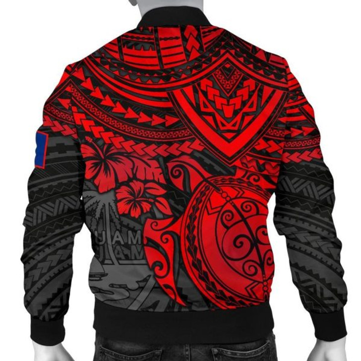 FUNSTUFFPRINT Bomber Jacket Guam Polynesian – Red Turtle 3D Bomber Jacket