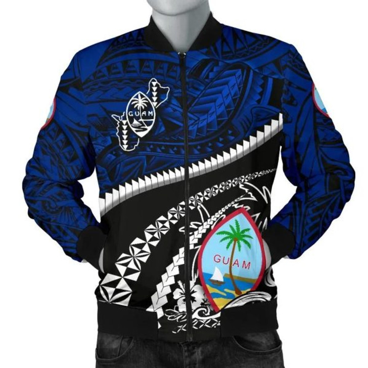 FUNSTUFFPRINT Bomber Jacket Guam Polynesian Shark Tattoo 3D Bomber Jacket
