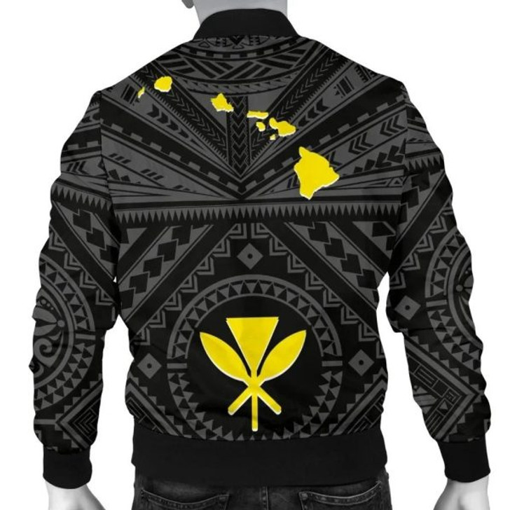 FUNSTUFFPRINT Bomber Jacket Hawaii – Hawaii Kanaka Maoli And Map ( Black) 3D Bomber Jacket
