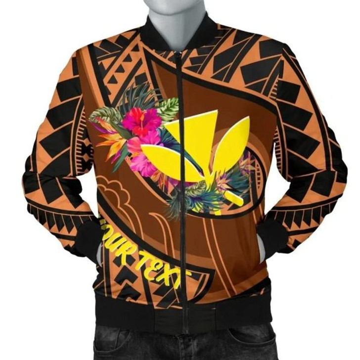 FUNSTUFFPRINT Bomber Jacket Hawaii Kanaka Maoli Personalised – Polynesian Hook And Hibiscus 3D Bomber Jacket