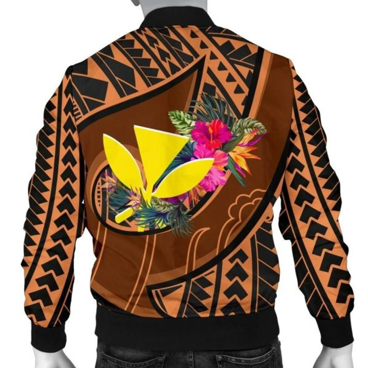 FUNSTUFFPRINT Bomber Jacket Hawaii Kanaka Maoli Personalised – Polynesian Hook And Hibiscus 3D Bomber Jacket