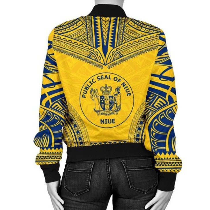 FUNSTUFFPRINT Bomber Jacket Niue Flag Polynesian Chief 3D Bomber Jacket