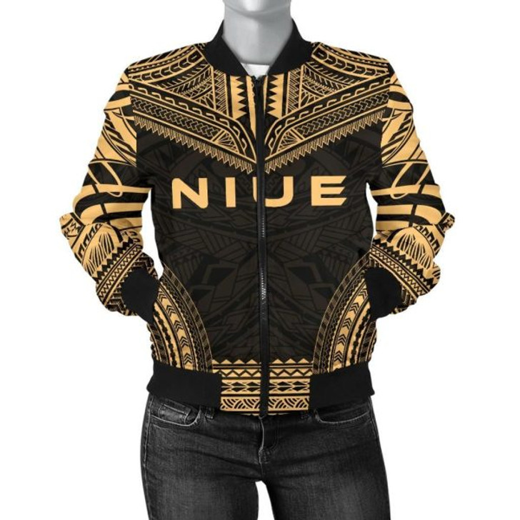 FUNSTUFFPRINT Bomber Jacket Niue Polynesian Chief – Gold Version 3D Bomber Jacket