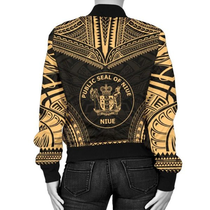 FUNSTUFFPRINT Bomber Jacket Niue Polynesian Chief – Gold Version 3D Bomber Jacket