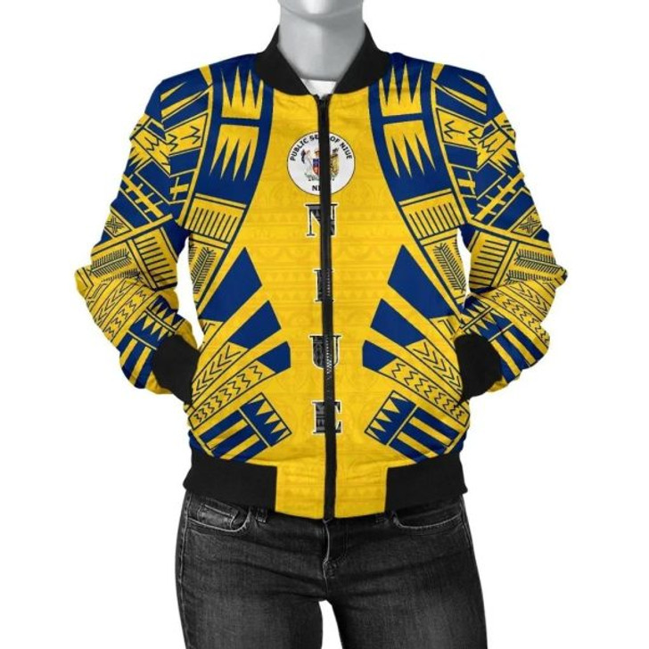 FUNSTUFFPRINT Bomber Jacket Niue Polynesian Tattoo Flag 3D Bomber Jacket