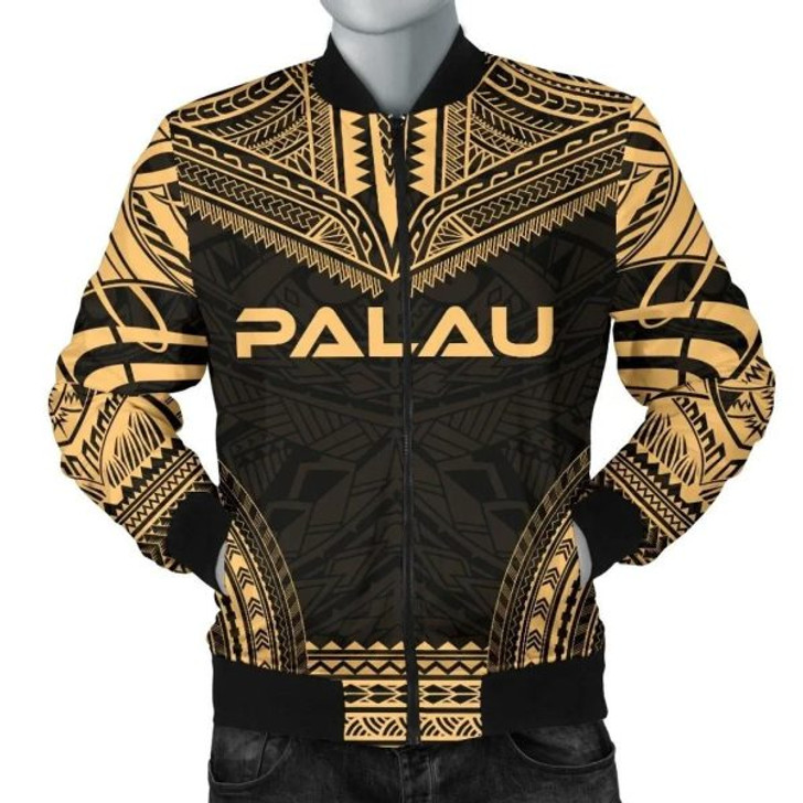 FUNSTUFFPRINT Bomber Jacket Palau Polynesian Chief – Gold Version 3D Bomber Jacket